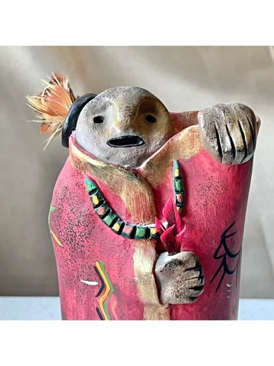 Signed Judy Peele Lazarts Tribal People Ltd. Ed. Figurine 3434/7500 Ceramic 7"T - Picture 2 of 13
